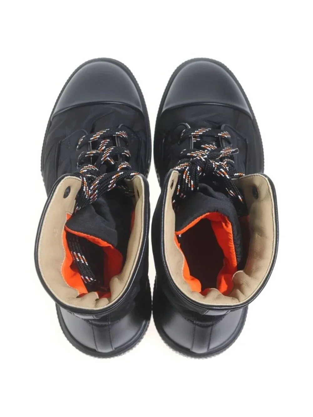 Hermes Fresh Short Boots Nylon Paneled Lace-up Rubber Sole Black